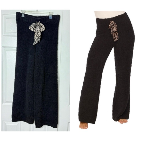 Felina Cozy Knit Sherpa Denali Black Lounge PJ Pants Elastic Waist Size Large - Picture 1 of 6